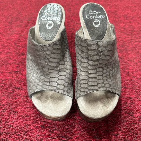 Colleen Cordero Woven Leather/ Suade Platform Wedge Clogs Made in USA - Picture 2 of 4